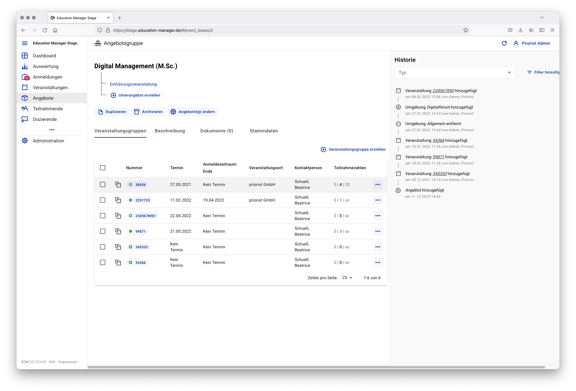 screenshot of Education Manager